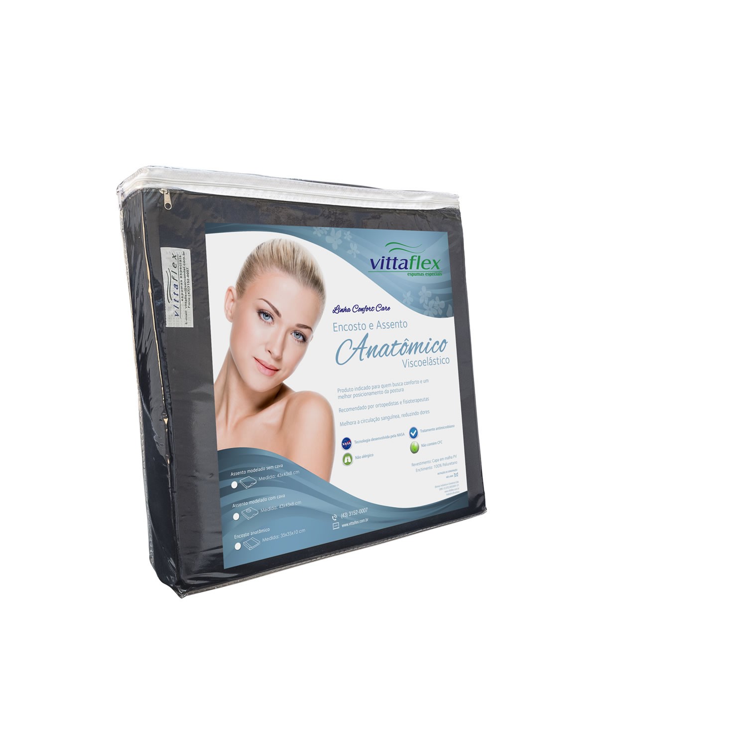 ASSENTO VISCOELÁSTICO - S/ CAVA 43X43X8 cm- PRETO